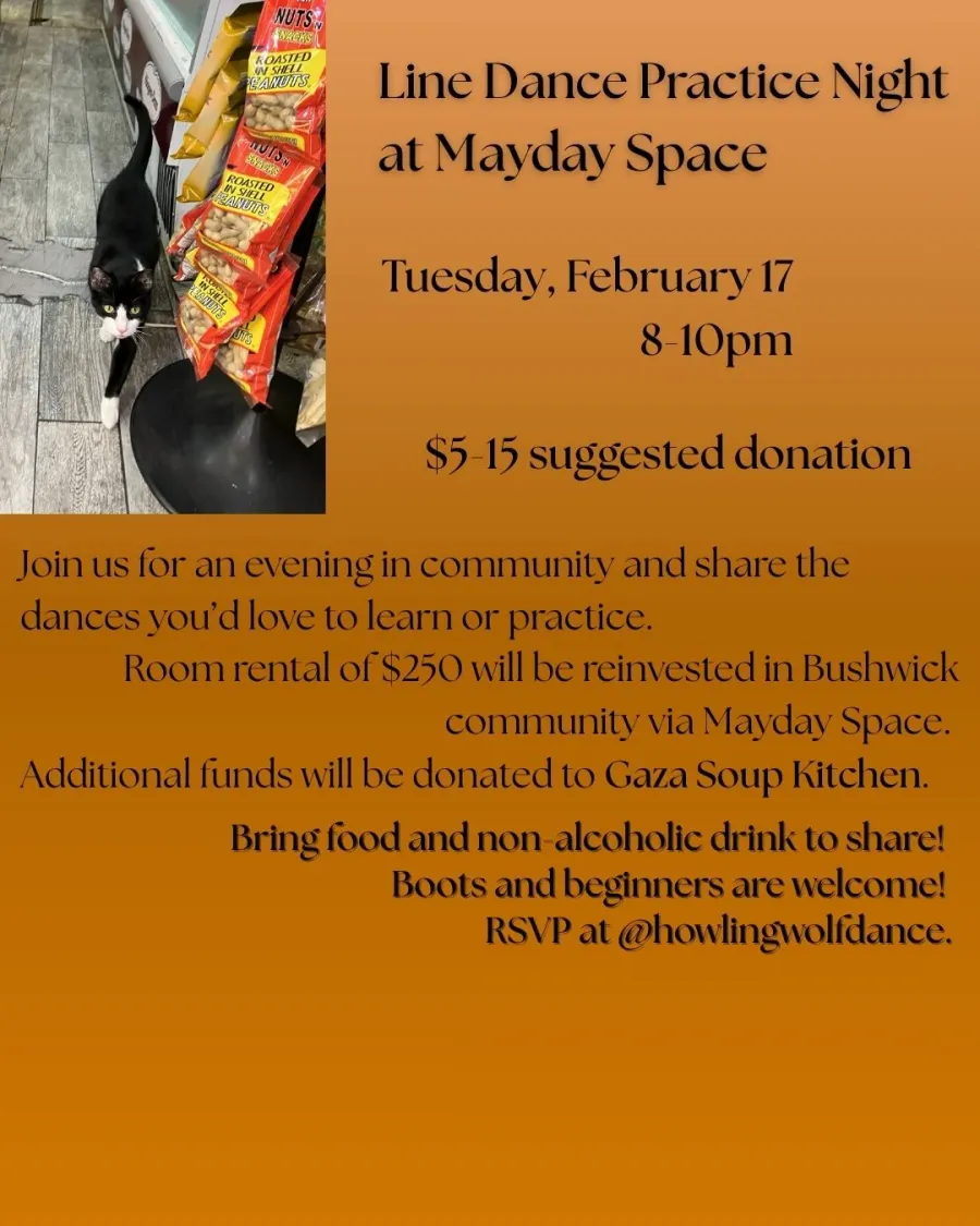 Line dance practice night at Mayday Space!  event poster