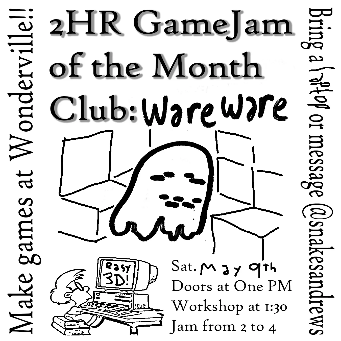 Monthly 2 Hr GameJam Club: Wareware event poster