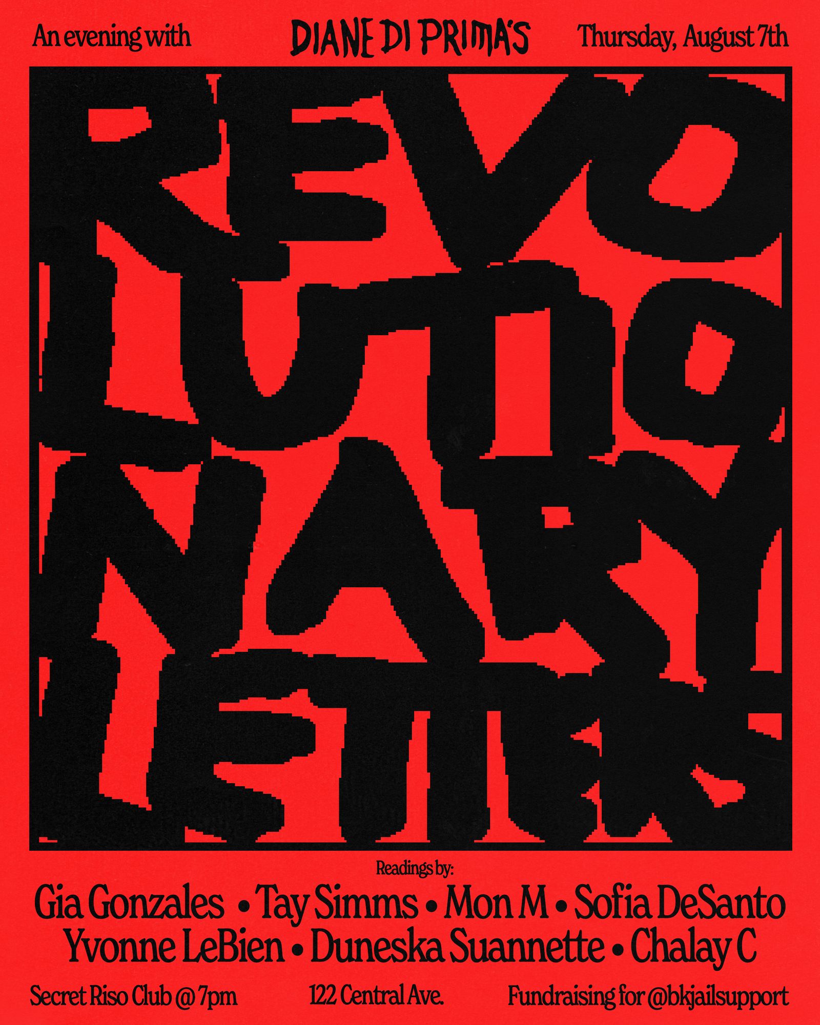 REVOLUTIONARY LETTERS: An evening with Diane di Prima  event poster
