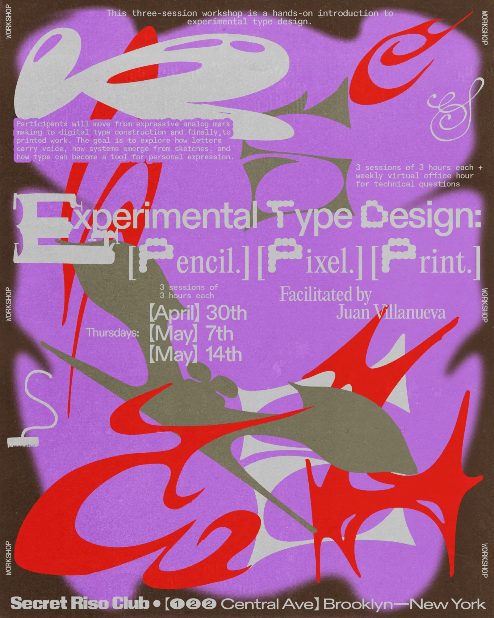 Experimental Type Design: Pencil, Pixel, Print event poster