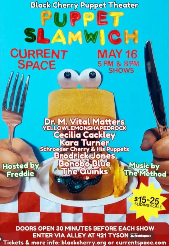 Black Cherry Puppet Theater's Spring Puppet Slamwich event poster