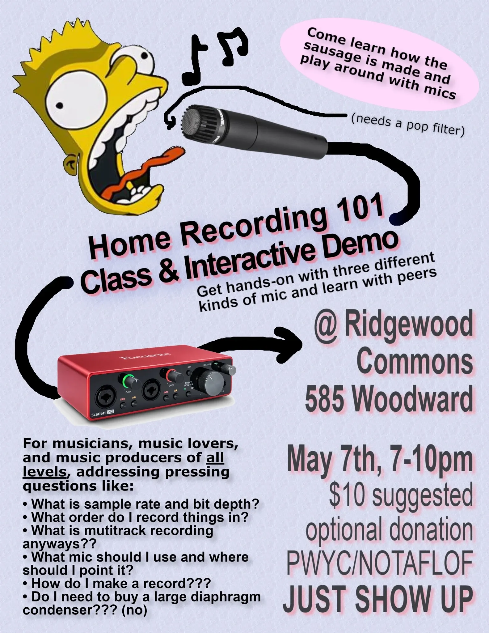 Home Recording 101: Presentation and Microphone Demo event poster