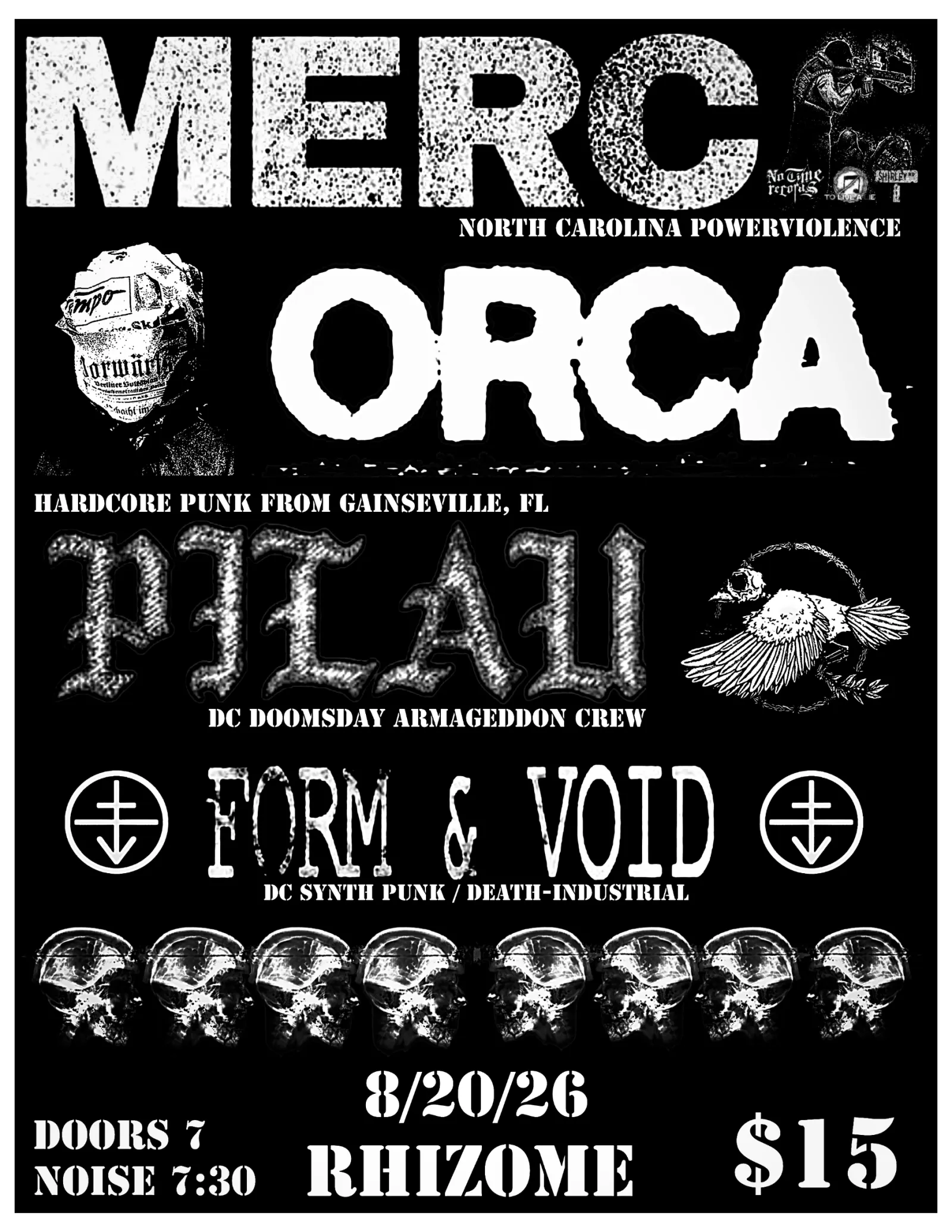 Merc / Orca / Pilau / Form & Void event poster