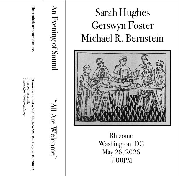 Sarah Hughes / Gerswyn Foster / Michael R. Bernstein event poster