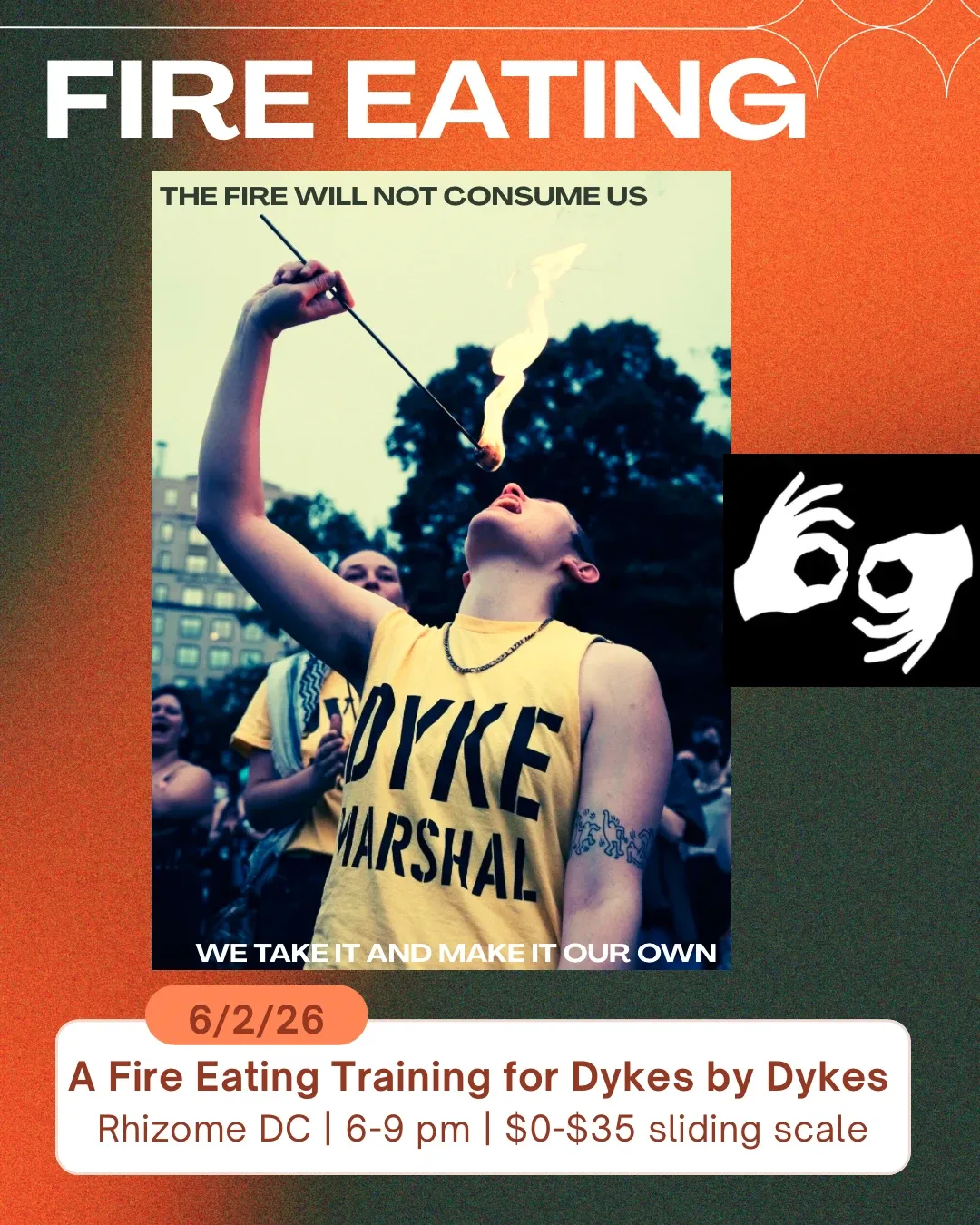 A Fire Eating Training for Dykes by Dykes event poster