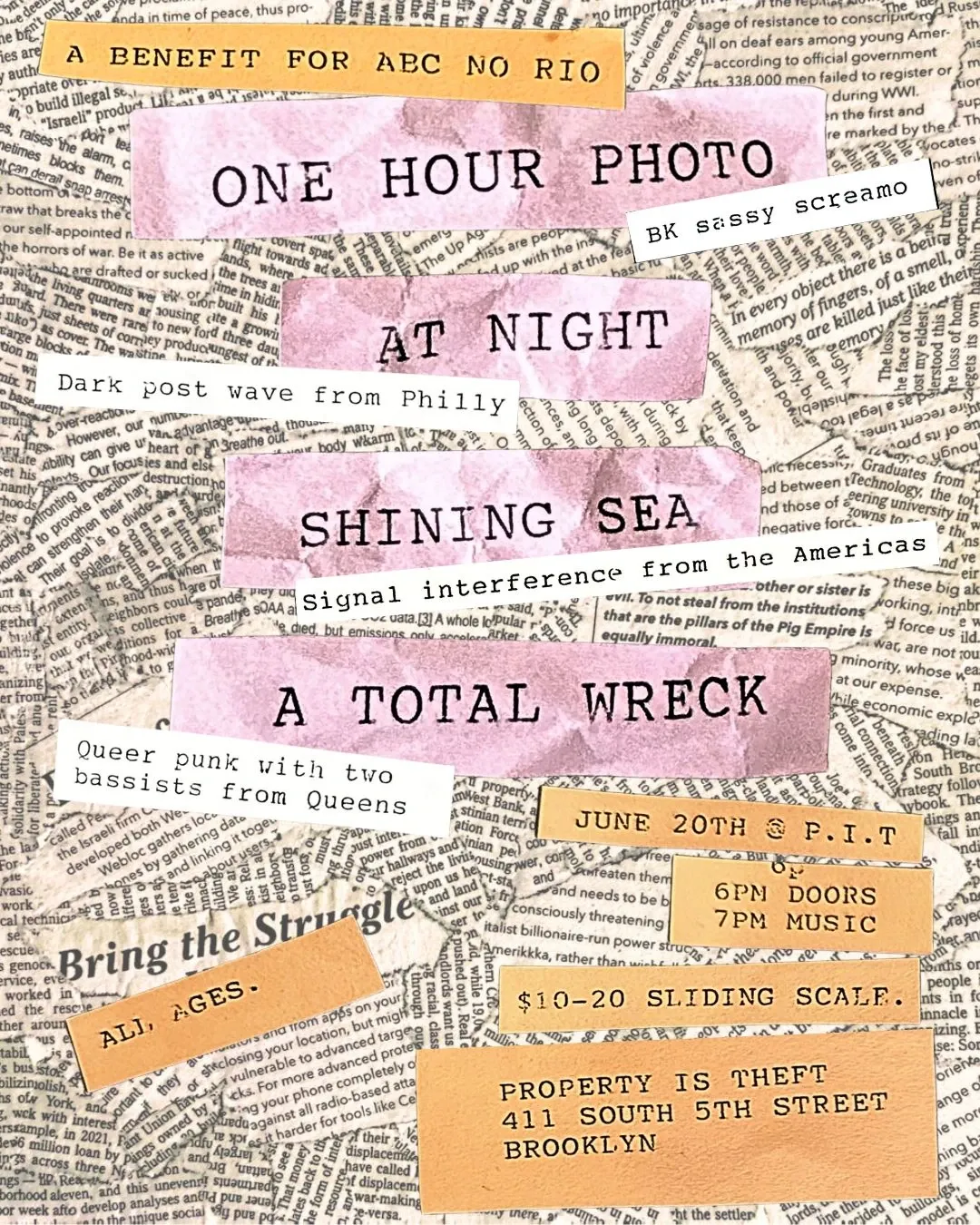 PUNK SHOW @PIT (ONE HOUR PHOTO, AT NIGHT, SHINING SEA, A TOTAL WRECK) event poster
