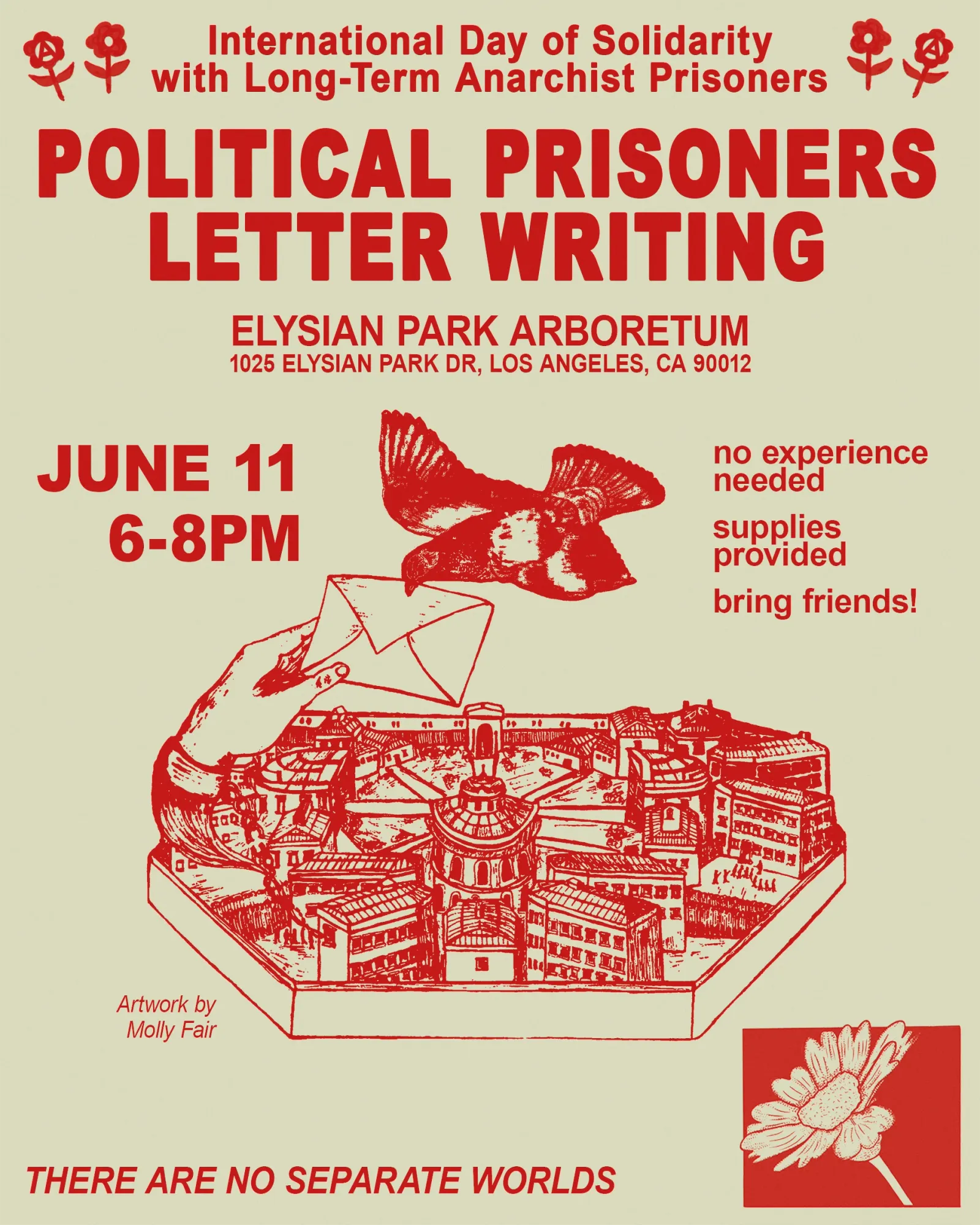Political Prisoners Letter Writing for International Day of Solidarity with Long-Term Anarchist Prisoners event poster