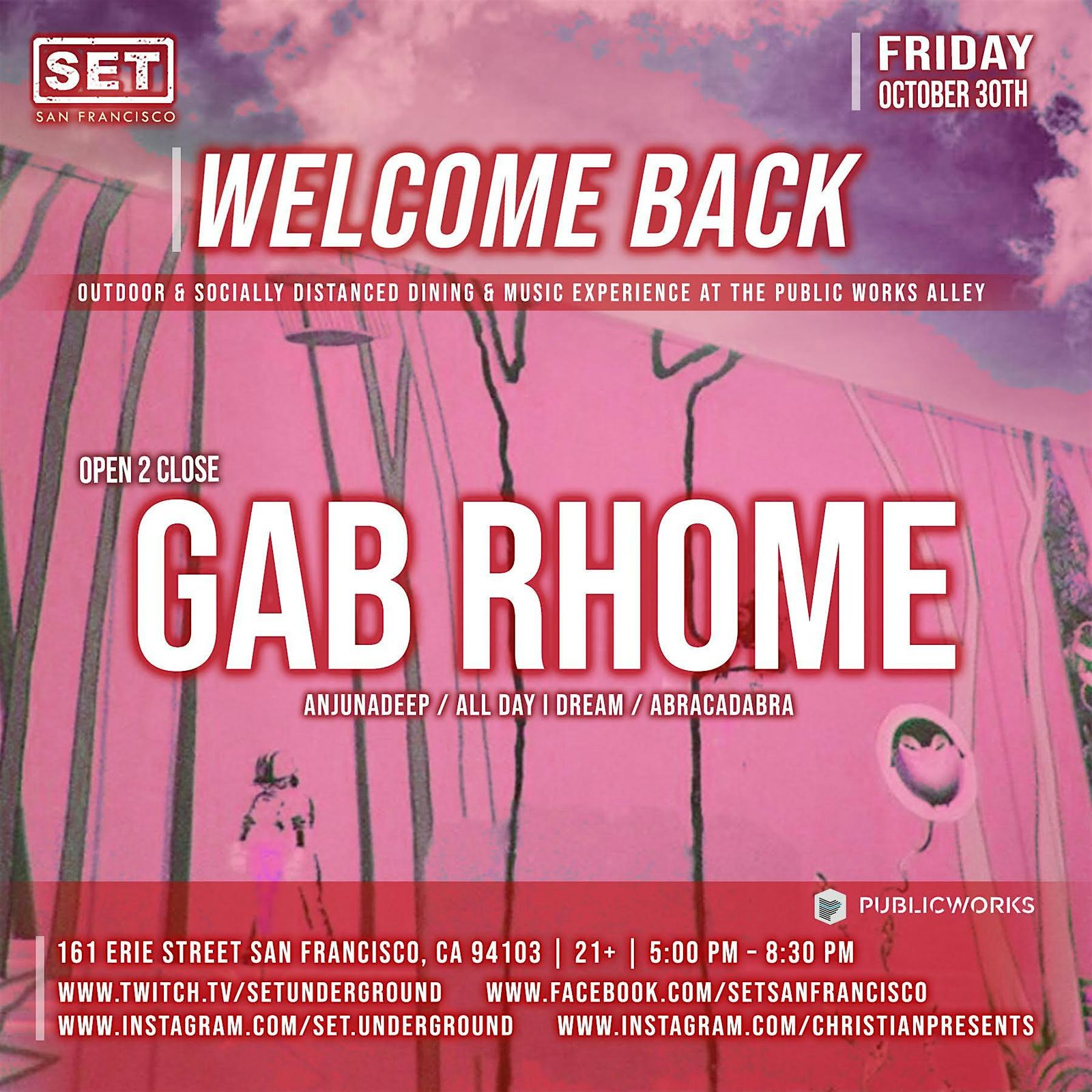SET's Halloween  Friday w/Gab Rhome (Anjunadeep) OPEN 2 CLOSE event poster